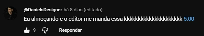 Comentário: Eu almoçando e o editor me manda essa kkkk